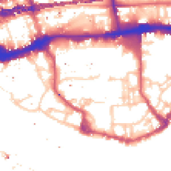 Daytime road noise heatmap for E1W 2JW