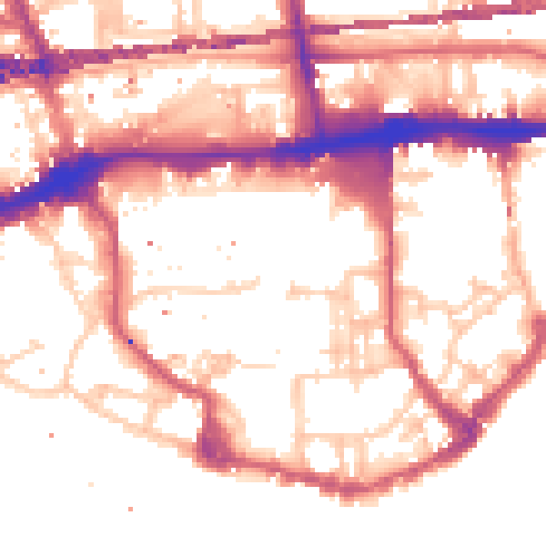 Daytime road noise heatmap for E1W 2JX