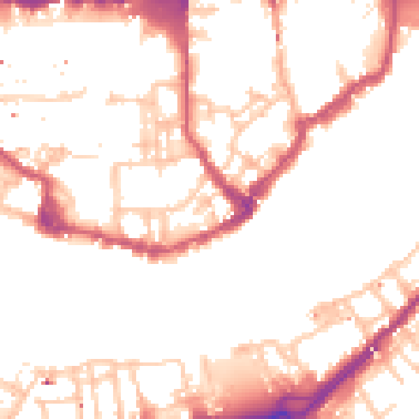 Daytime road noise heatmap for E1W 2NT