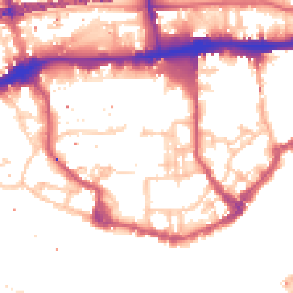 Daytime road noise heatmap for E1W 2QN