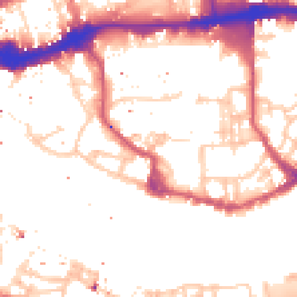 Daytime road noise heatmap for E1W 2UX