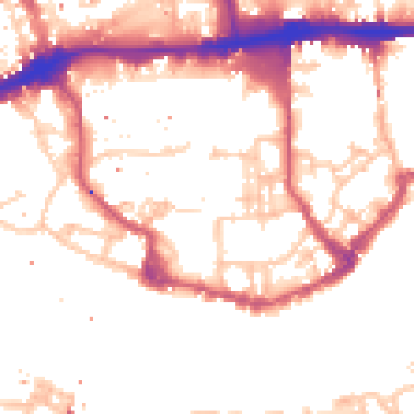Daytime road noise heatmap for E1W 2XA