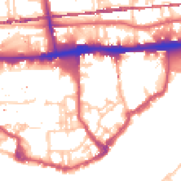 Daytime road noise heatmap for E1W 3AY