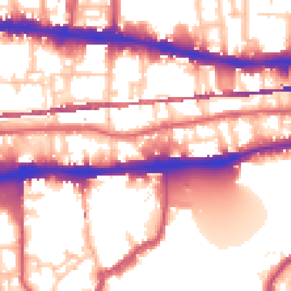 Daytime road noise heatmap for E1W 3DQ