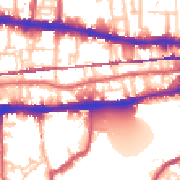 Daytime road noise heatmap for E1W 3EE