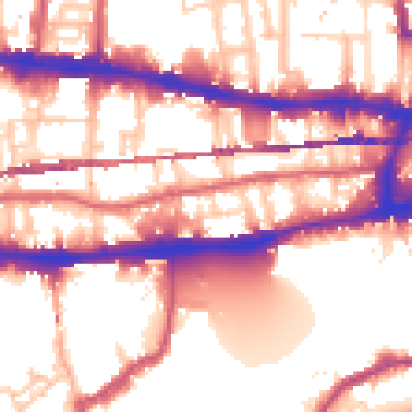 Daytime road noise heatmap for E1W 3EH