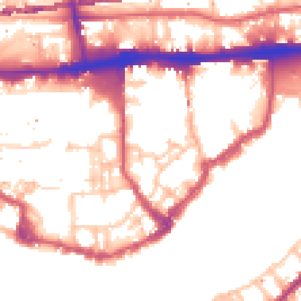 Daytime road noise heatmap for E1W 3QG