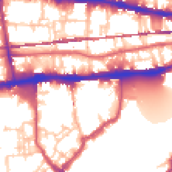 Daytime road noise heatmap for E1W 3QZ