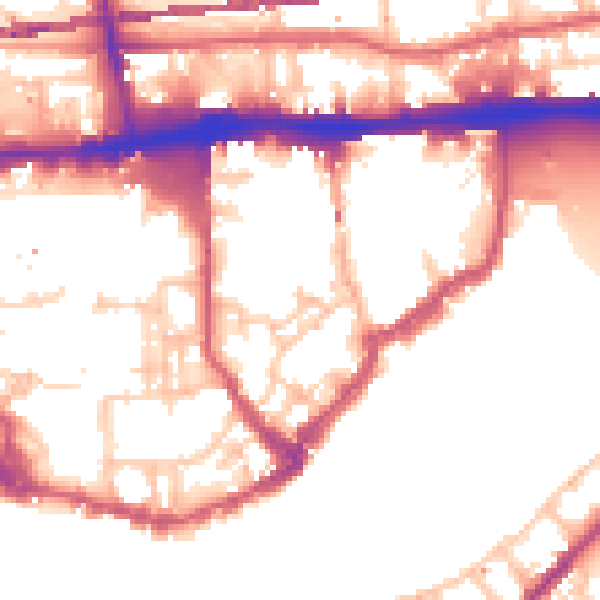 Daytime road noise heatmap for E1W 3RH