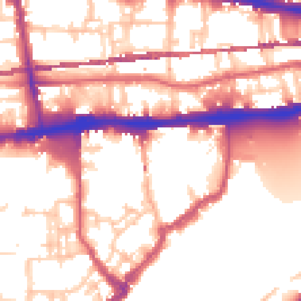 Daytime road noise heatmap for E1W 3RY