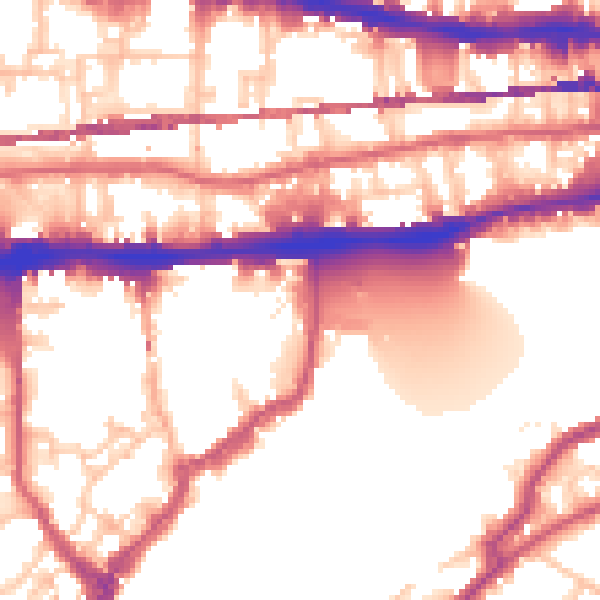Daytime road noise heatmap for E1W 3SR