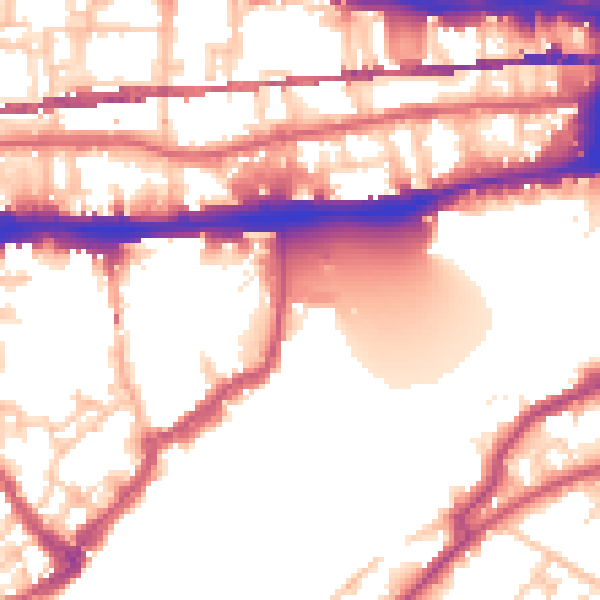 Daytime road noise heatmap for E1W 3TD