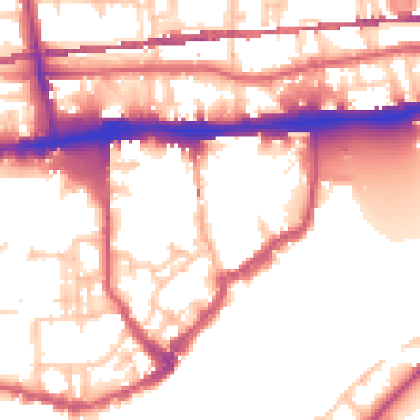 Daytime road noise heatmap for E1W 3TR