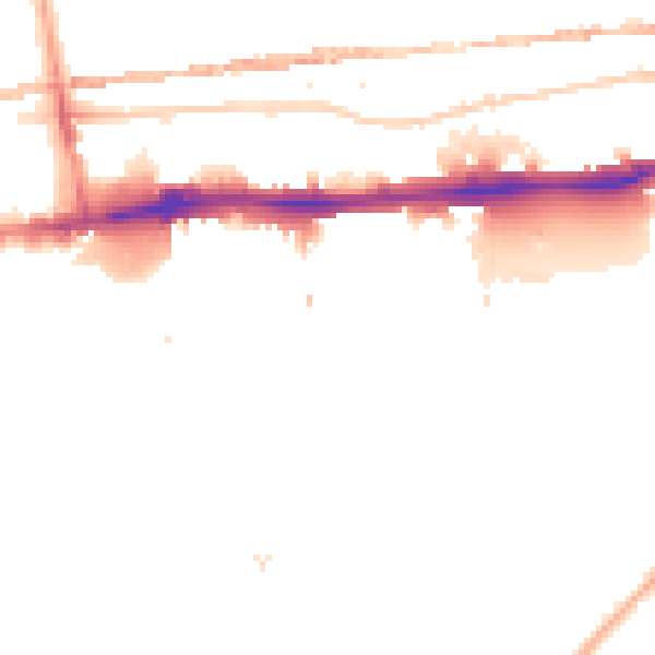 Night-time road noise heatmap for E1W 3TR