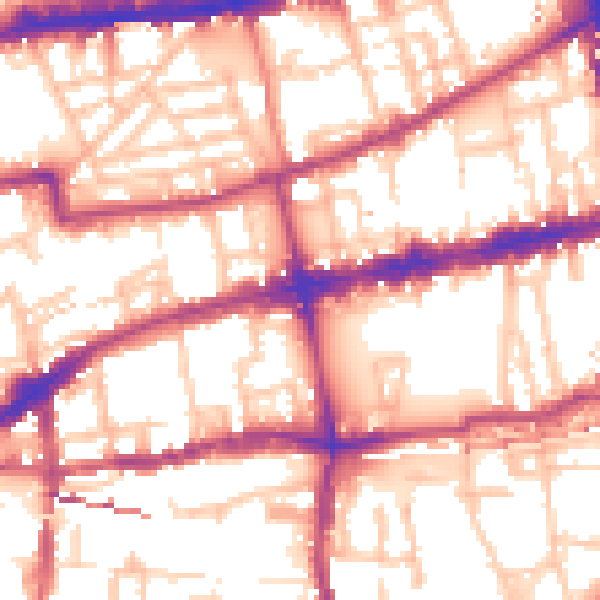 Daytime road noise heatmap for E2 0AG