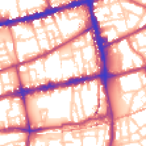 Daytime road noise heatmap for E2 0AS