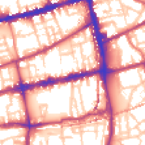Daytime road noise heatmap for E2 0AW