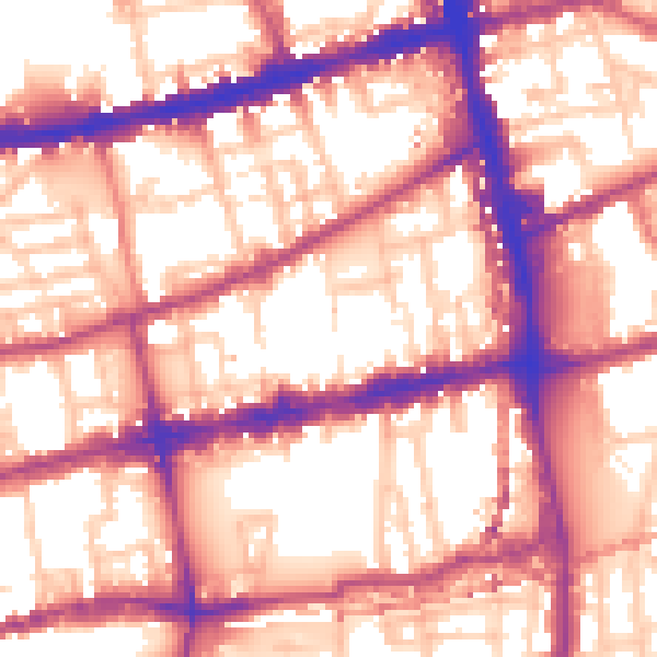 Daytime road noise heatmap for E2 0BJ