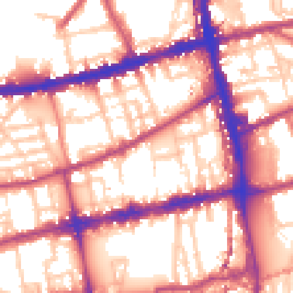 Daytime road noise heatmap for E2 0BN