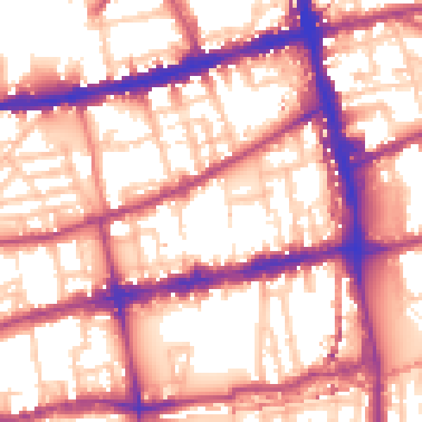 Daytime road noise heatmap for E2 0BW