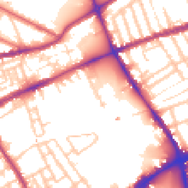 Daytime road noise heatmap for E2 0DG