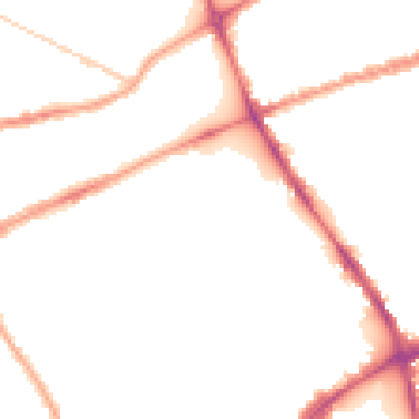 Night-time road noise heatmap for E2 0DG