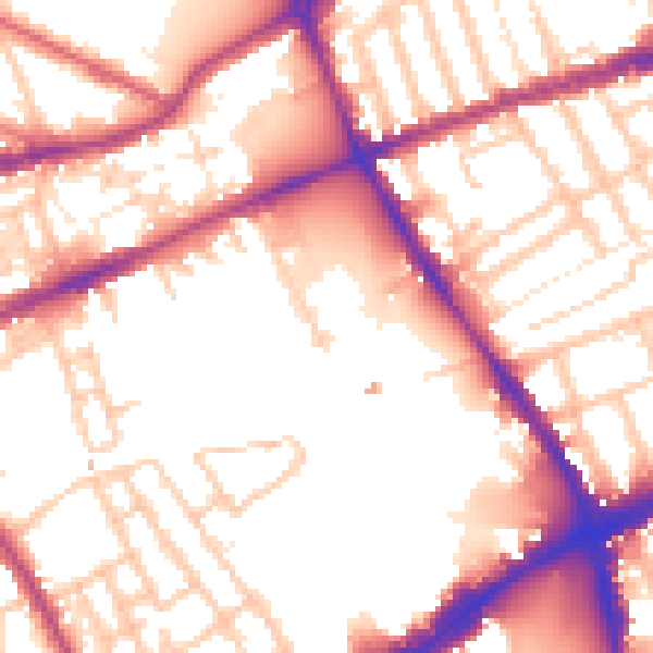 Daytime road noise heatmap for E2 0FG