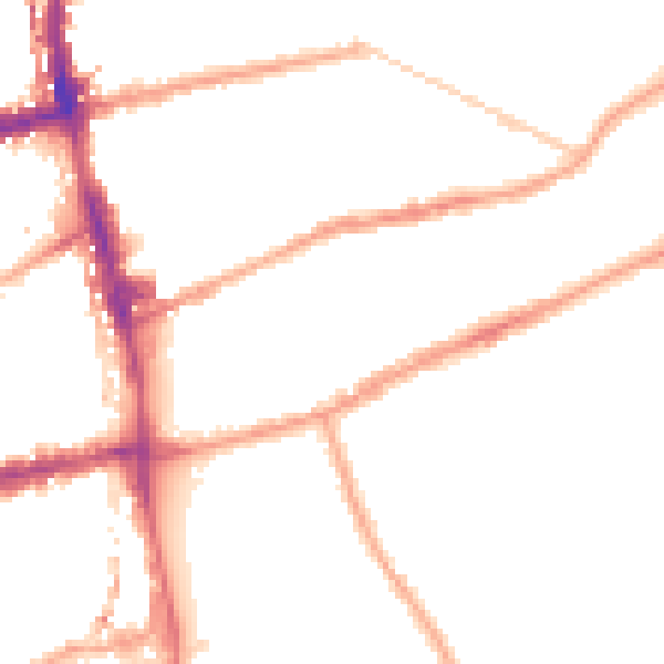 Night-time road noise heatmap for E2 0JN