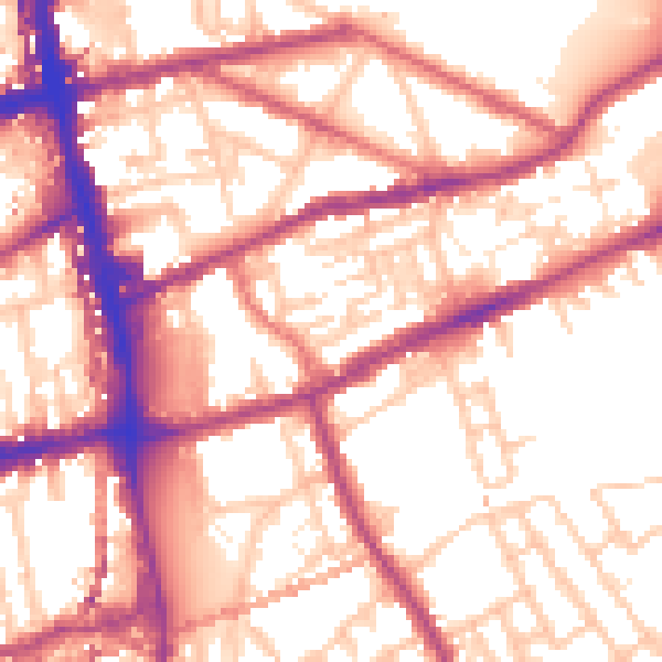 Daytime road noise heatmap for E2 0JW