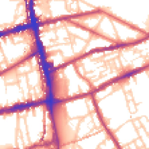 Daytime road noise heatmap for E2 0PA