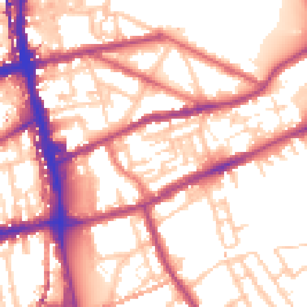 Daytime road noise heatmap for E2 0TE