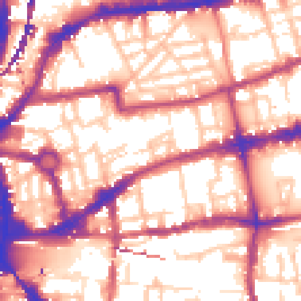 Daytime road noise heatmap for E2 6BU