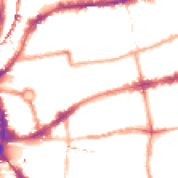 Night-time road noise heatmap for E2 6BU