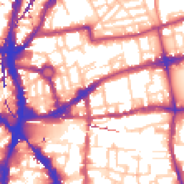 Daytime road noise heatmap for E2 6DG