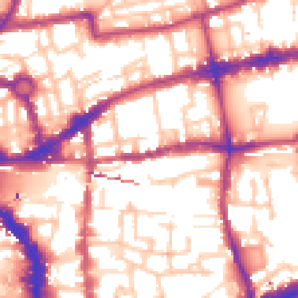 Daytime road noise heatmap for E2 6DX