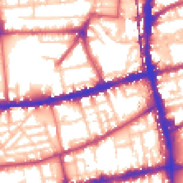 Daytime road noise heatmap for E2 6QJ