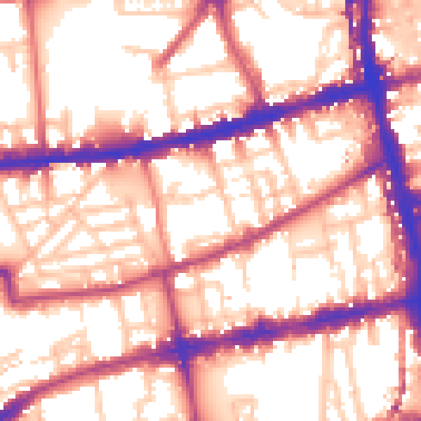 Daytime road noise heatmap for E2 7AZ