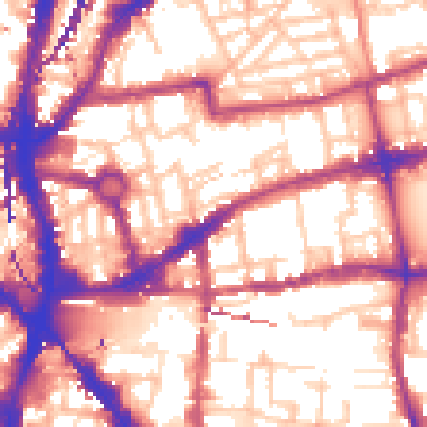 Daytime road noise heatmap for E2 7DG
