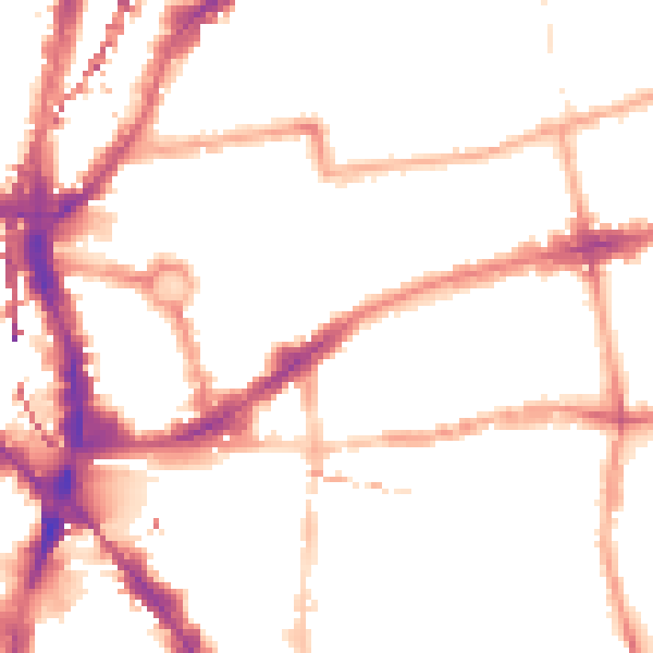 Night-time road noise heatmap for E2 7DG