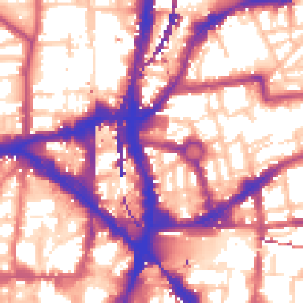 Daytime road noise heatmap for E2 7JD