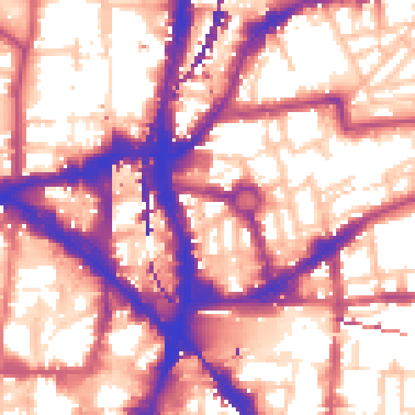 Daytime road noise heatmap for E2 7JE