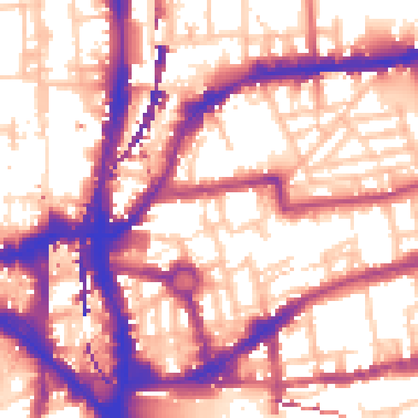 Daytime road noise heatmap for E2 7LY