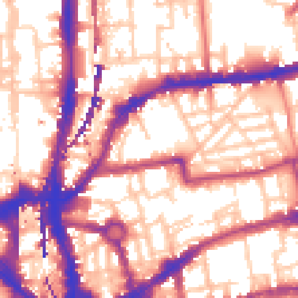 Daytime road noise heatmap for E2 7PS