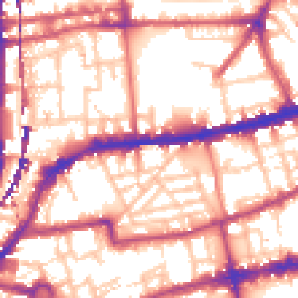 Daytime road noise heatmap for E2 7SQ