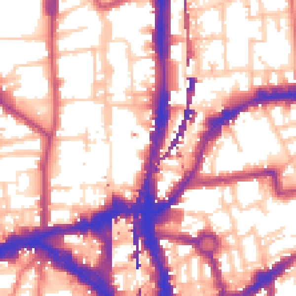 Daytime road noise heatmap for E2 8AB
