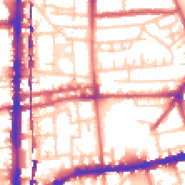 Daytime road noise heatmap for E2 8BL