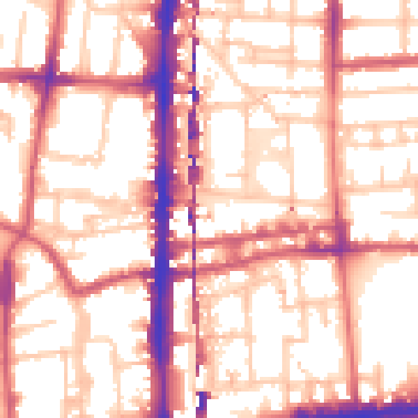 Daytime road noise heatmap for E2 8BS