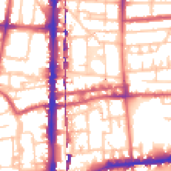 Daytime road noise heatmap for E2 8BT