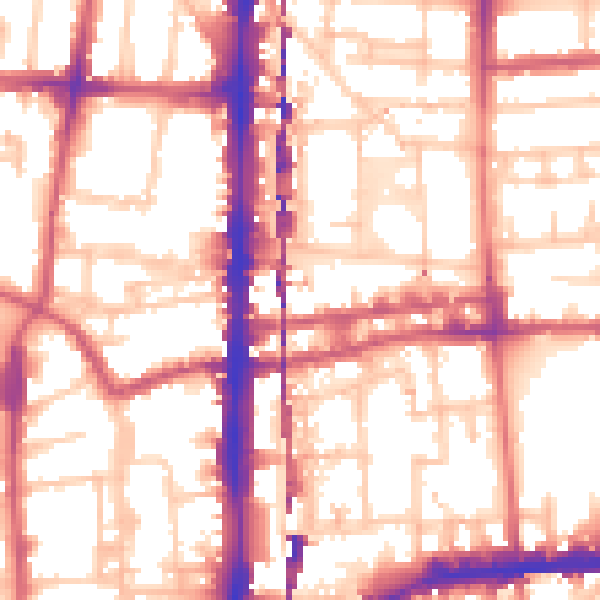 Daytime road noise heatmap for E2 8BU
