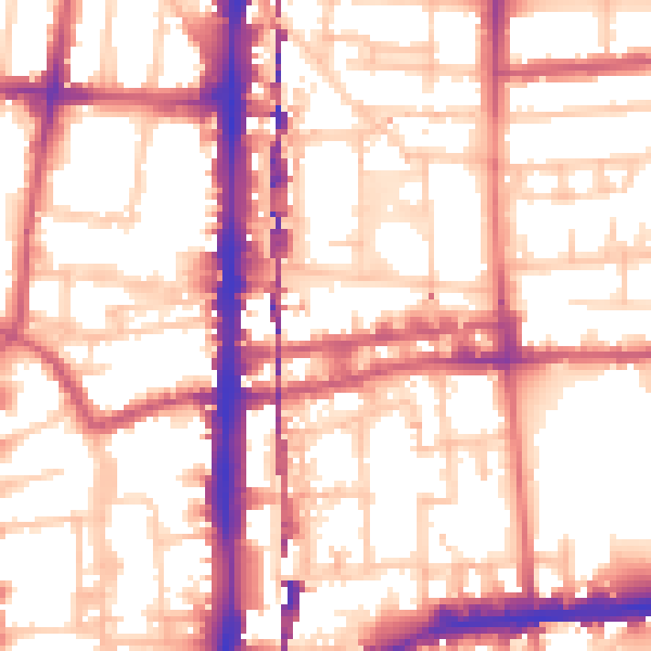 Daytime road noise heatmap for E2 8BX